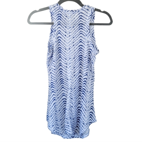 ATHLETA Blue & White Chevron Tie Dye Racerback Athletic Sporty Tank Top XXS - Picture 6 of 15
